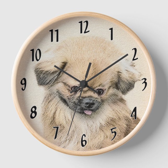 Reloj Pintura de Pekín - Arte de perro original muy lind (Anverso)