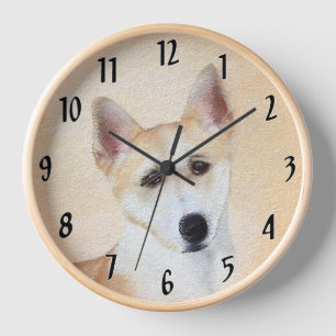 Reloj Pintura de perro Canaan - Arte original de perro l