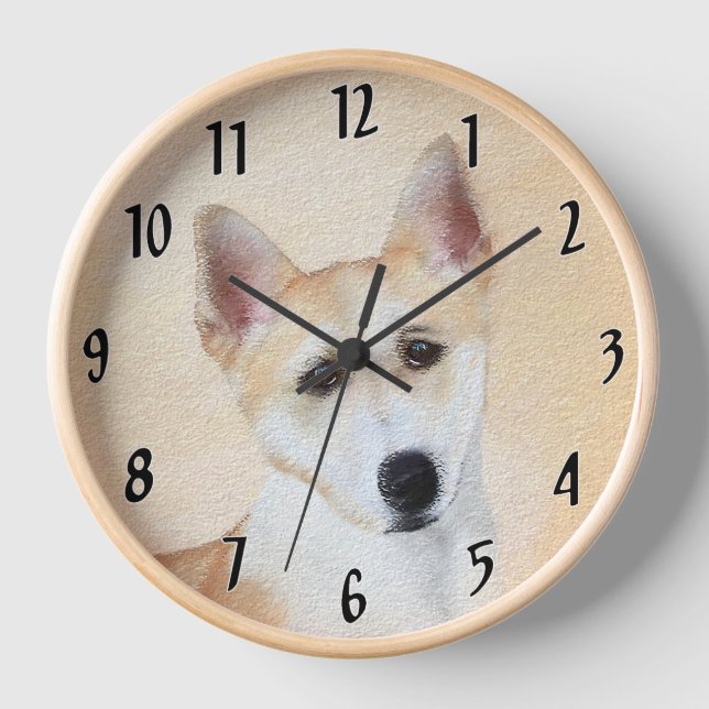 Reloj Pintura de perro Canaan - Arte original de perro l (Anverso)