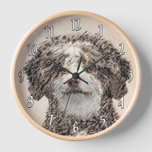 Reloj Pintura de Perro de Agua Español - Arte Perro Orig