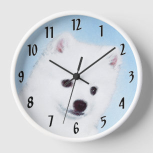 Reloj Pintura de perro esquimal americano - Arte de perr