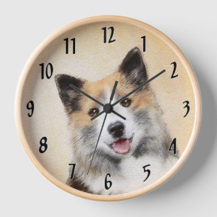 Reloj Pintura de perro pastor islandés - Arte original d