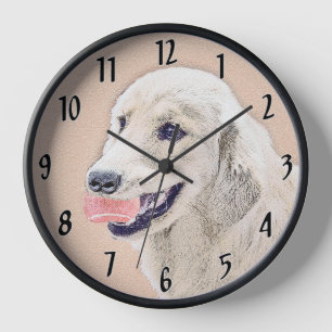 Reloj Pintura de perro Retriever dorado con pelota de te