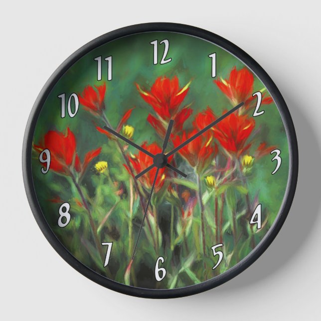 Reloj Pintura de pincel indio - Arte de flores original (Anverso)
