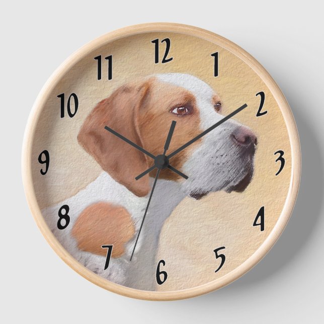 Reloj Pintura de puntero - Arte de perro original lindo (Anverso)