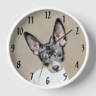 Reloj Pintura de Rat Terrier - Arte Perro Original.