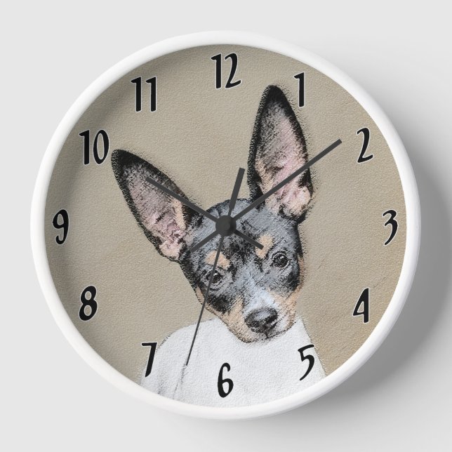 Reloj Pintura de Rat Terrier - Arte Perro Original. (Anverso)