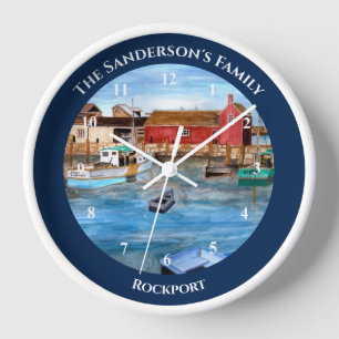 Reloj Pintura de Rockport Harbour Massachusetts en Nueva