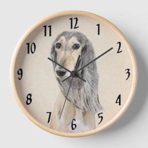 Reloj Pintura de Saluki (Gamo) - Arte de Perro Original 