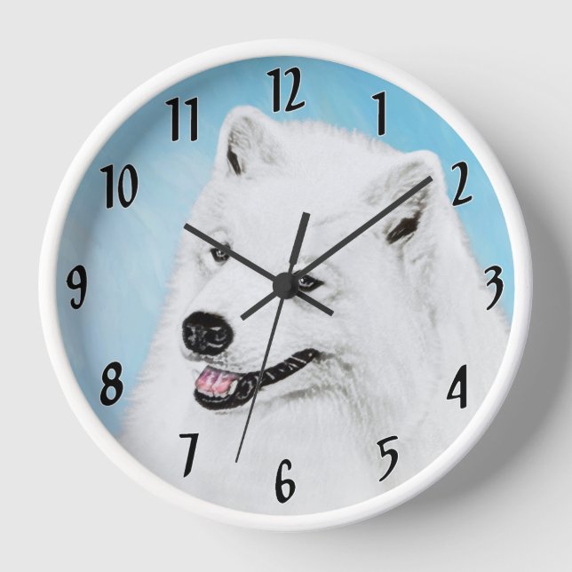 Reloj Pintura de Samoyedo - Arte de Perro Original Lindo (Anverso)