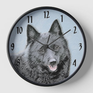 Reloj Pintura de Schipperke - Arte de perro original lin