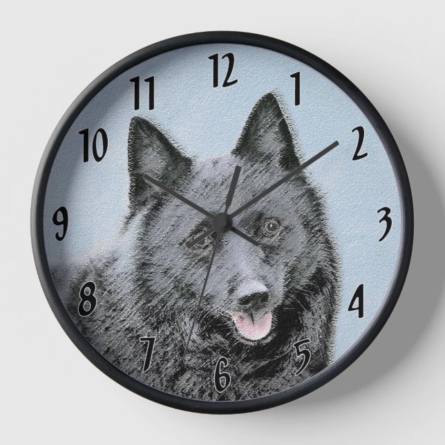 Reloj Pintura de Schipperke - Arte de perro original lin (Anverso)