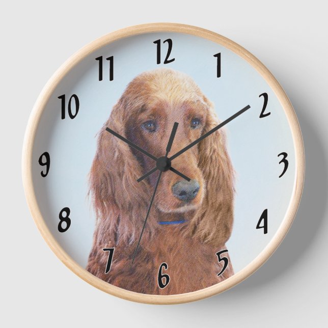 Reloj Pintura de Setter Irlandés - Arte de Perro Origina (Anverso)