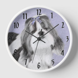 Reloj Pintura de Shih Tzu - Arte de Perro Original Lindo
