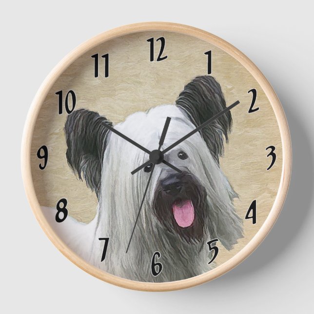 Reloj Pintura de Skye Terrier - Arte de perro original l (Anverso)