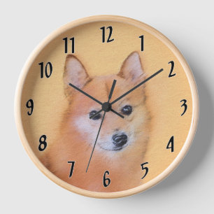 Reloj Pintura de Spitz Finlandés - Arte de Perro Origina