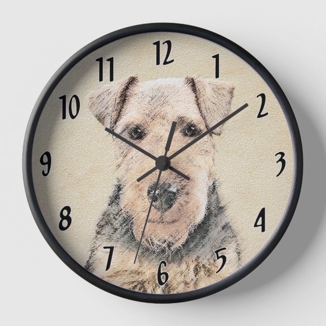Reloj Pintura de Terrier Galés - Arte de Perro Original  (Anverso)