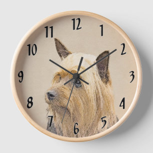 Reloj Pintura de Terrier Sedoso - Arte de Perro Original