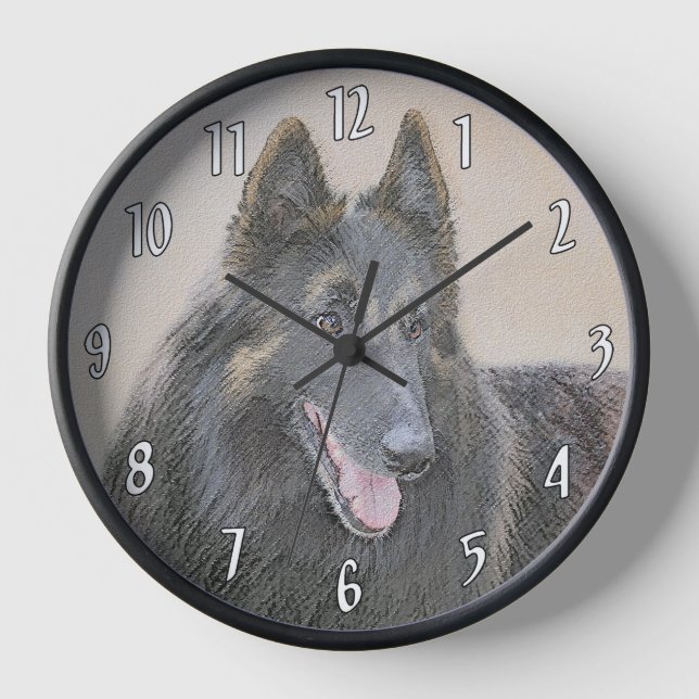 Reloj Pintura de Tervuren belga - Arte de perro original (Anverso)