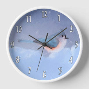 Reloj Pintura de Titmouse - Arte original de pájaro salv