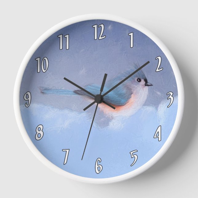 Reloj Pintura de Titmouse - Arte original de pájaro salv (Anverso)