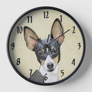 Reloj Pintura de Toy Fox Terrier - Arte de perro origina