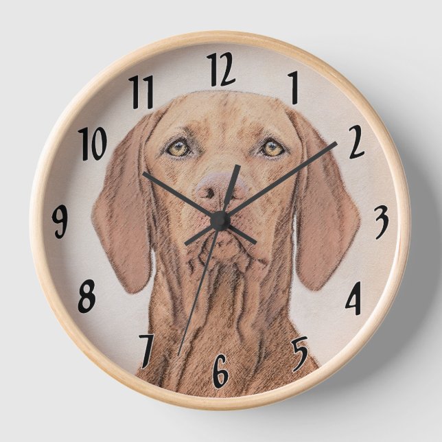 Reloj Pintura de Vizsla - Arte de Perro Original Lindo (Anverso)