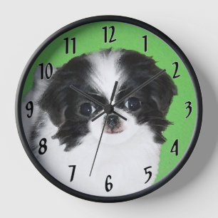 Reloj Pintura japonesa de cachorro con chin - Arte de pe