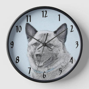 Reloj Pintura noruega de elkhound - Arte original de per