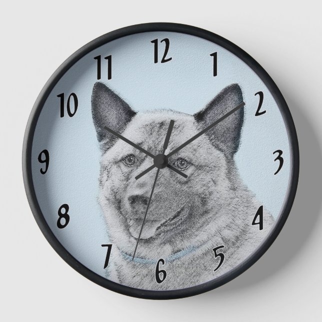 Reloj Pintura noruega de elkhound - Arte original de per (Anverso)
