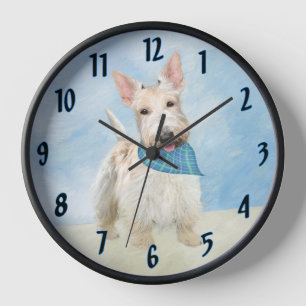 Reloj Pintura Original de Arte Perro Wheaten Terrier Esc