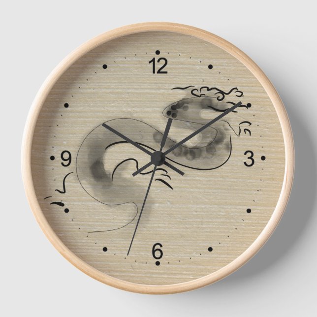 Reloj Pintura original de Dragón chino Año de nacimiento (Anverso)