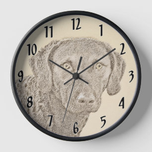 Reloj Pintura original Retriever de la Bahía de Chesapea