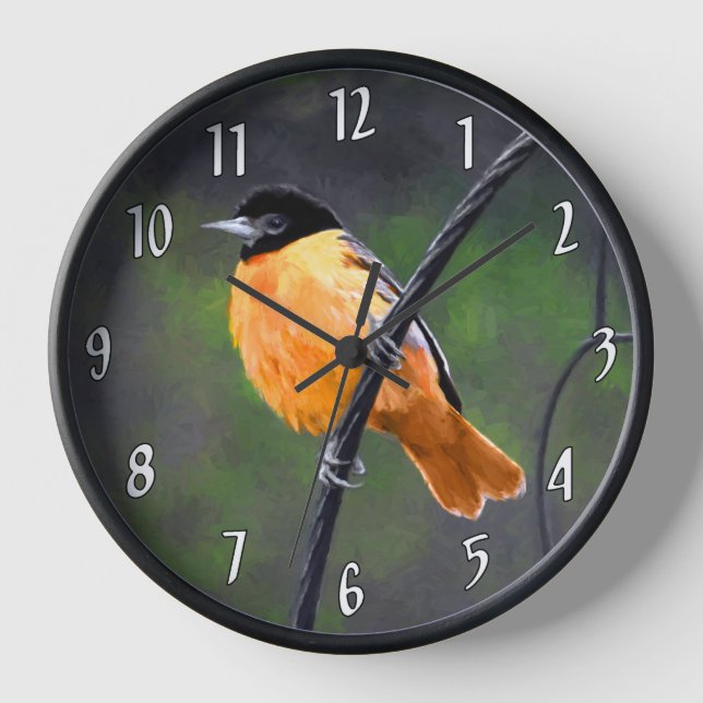 Reloj Pintura Oriole - Arte original de aves (Anverso)