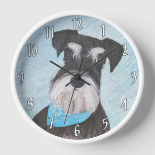 Reloj Pintura Schnauzer (en miniatura) - Perro original 