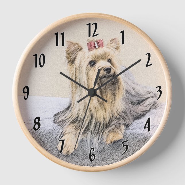 Reloj Pintura Terrier de Yorkshire - Arte Perro Original (Anverso)