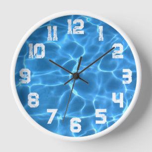 Reloj Piscina azul números de atletismo grunge blancos