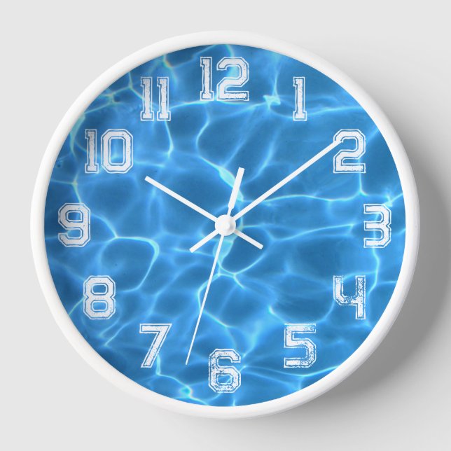 Reloj Piscina de contorno atlético blanco número de nive (Anverso)