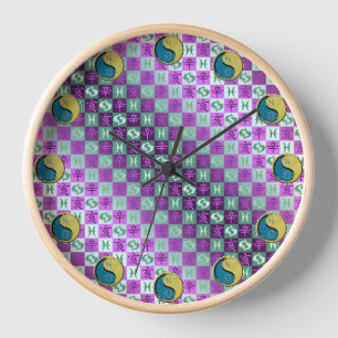 Reloj Piscis y Cerdo de Metal