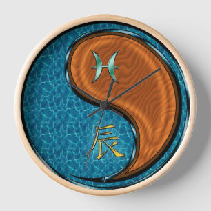 Reloj Piscis y Dragón de Madera