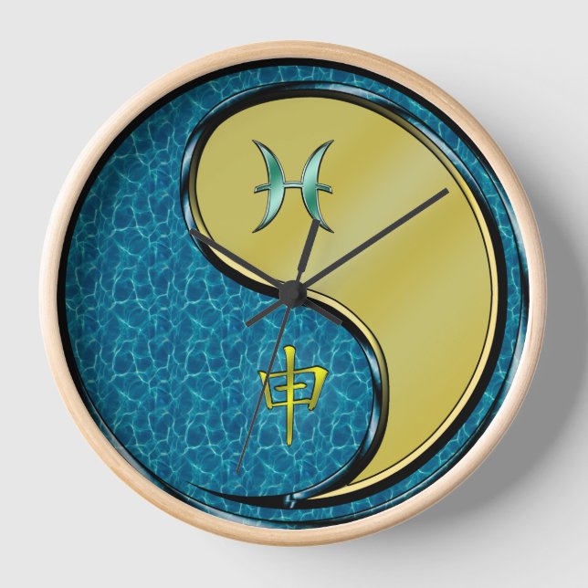 Reloj Piscis y Mono de Metal (Anverso)