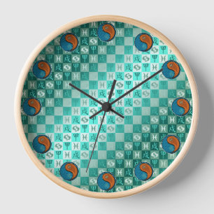 Reloj Piscis y Perro de Madera