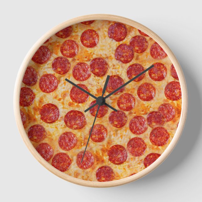 Reloj Pizza Pepperoni Realista (Anverso)