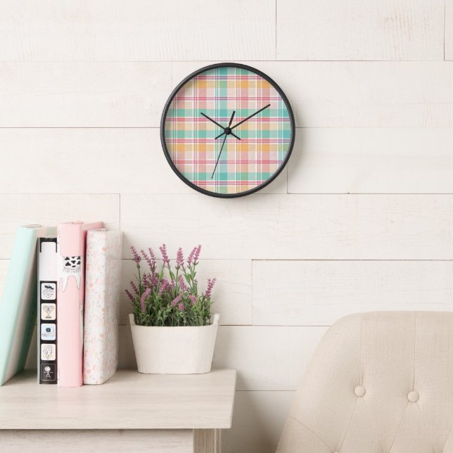 Reloj Plaid de cuadros multicolor (Sala de lectura)