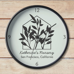 Reloj Planta de Interior Negra Minimalista Abstracta Mod