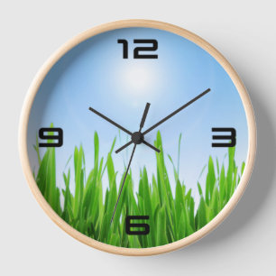 Reloj Plantilla de texto personalizado de cielo azul hie
