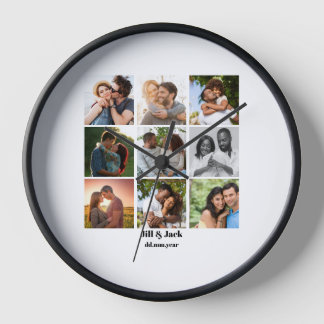 Reloj Plantilla personalizada de 9 Collages de fotos par