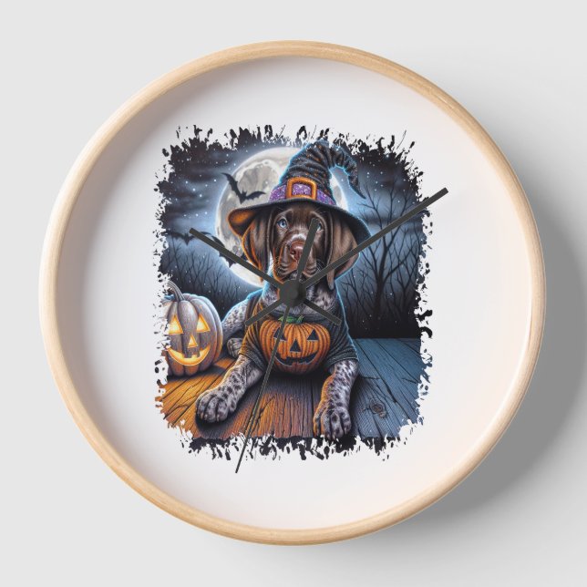 Reloj Plaza de Halloween del perro puntero (Anverso)