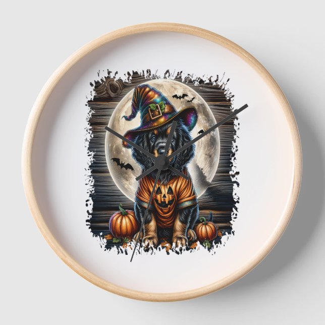 Reloj Plaza Halloween de Setter Dog (Anverso)