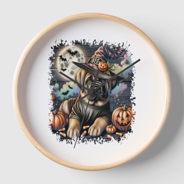 Reloj Plaza Mastiff Dog Halloween (Anverso)